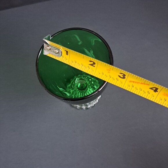 Anchor Hocking Bubble Foot Green Wine Glass 4 5/8" Vintage Emerald Goblet USA - Picture 5 of 7